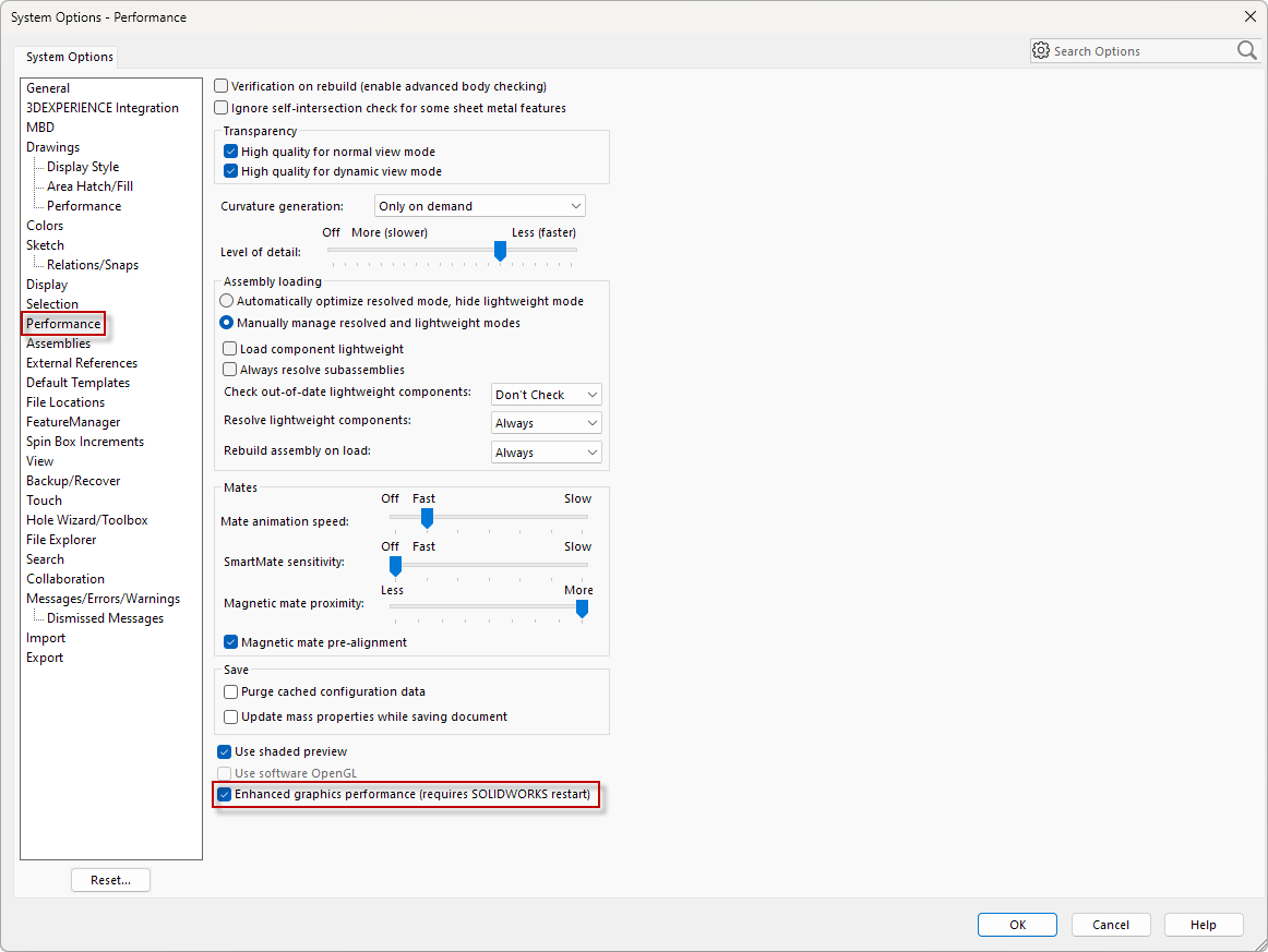 Solidworks Graphics Options Why does SOLIDWORKS look strange?