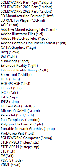 Combined File Type List Extended