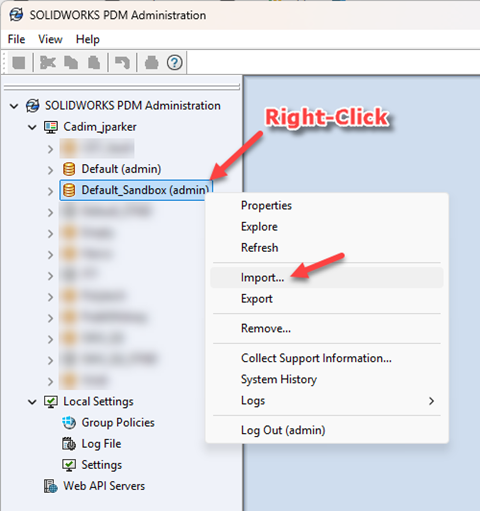Creating a SOLIDWORKS PDM Sandbox Vault