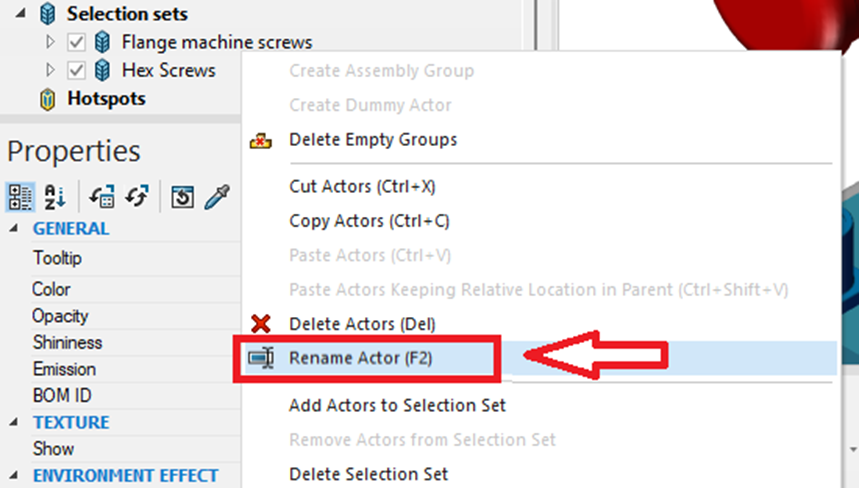 SOLIDWORKS Composer Selection sets